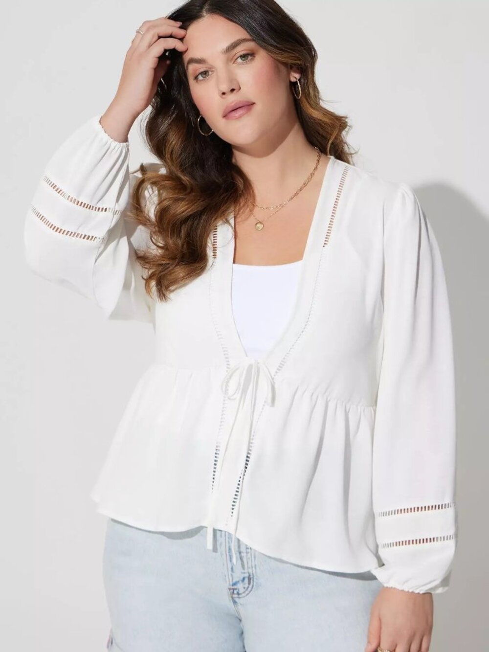TORRID Textured Woven Trim Inset Kimono Size 1